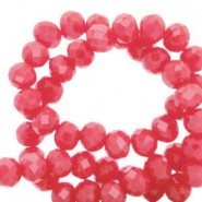 Top Glas Facett Glasschliffperlen 8x6mm rondellen Watermelon red-pearl shine coating